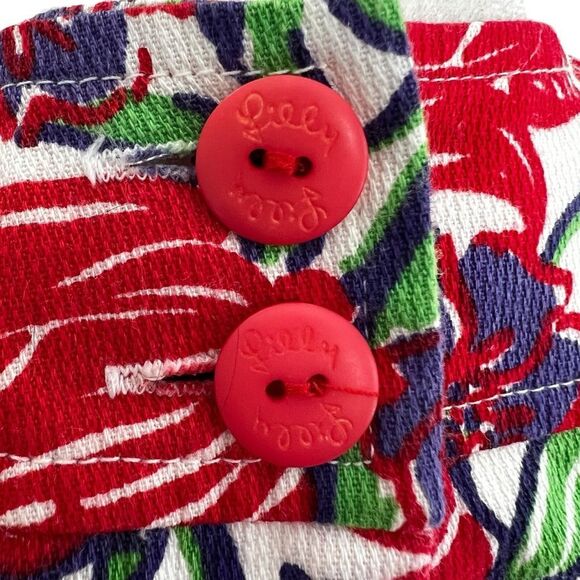 Vintage Lilly Pulitzer Red Roses Floral Sleeveless Shift Dress Size 2 - Picture 8 of 9